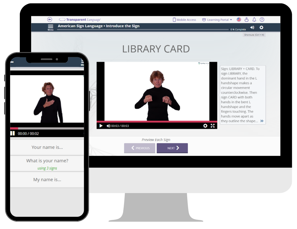 ASL course for librarians on desktop and mobile app
